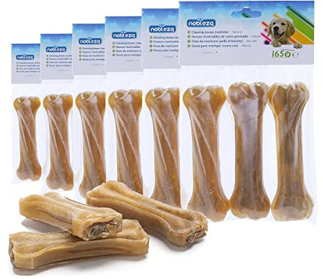 Nobleza - Hunde Kauknochen 12.5CM x 18 Stück, 100% Natürliche Rinderhautknochen und Hundeknochen für Hunde Groß, Dog Bones Proteinreiche