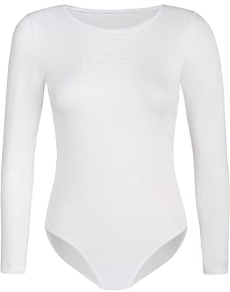 Teyli Body de mujer de manga larga – clásico, atemporal, elegante y cómodo, perfecto para lucir un estilo sofisticado y versátil.Blanco L