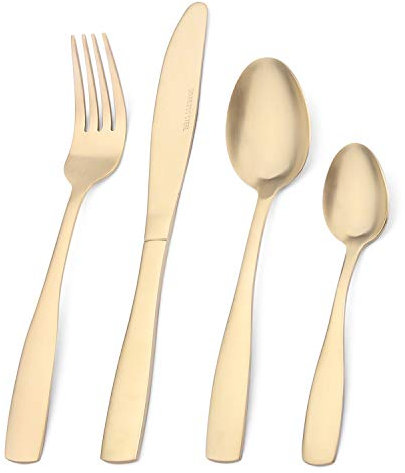 Cutlery Set, Bettlife 16-Piece Tableware Set Stainless Steel Flatware Silverware Set With Matt Champagne Knife And Fork Set, Service for 4, Dishwasher Safe, Easy Clean & hold
