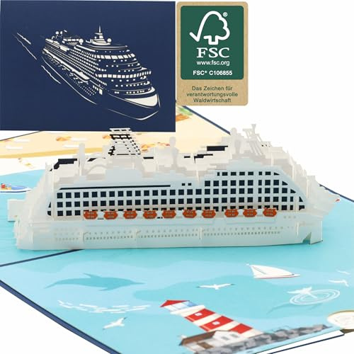 design3dkarten® Kreuzfahrtschiff, Ozeanriese, Passagierschiff Reise-gutschein maritim, Boot, 3d Klappkarte, Pop Up Karte, Glückwunschkarte, Grußkarte, Geschenkkarte