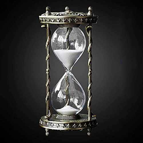 BDXZJ Antike Sanduhr, Sanduhr Vintage, Metall Sanduhr, Sanduhr Ornamente, Sanduhr Timer Mit Weißem Sand für Wohnkultur Hochzeit Kinder Freunde Geschenk Küche Studie Dekor, 30 Minuten
