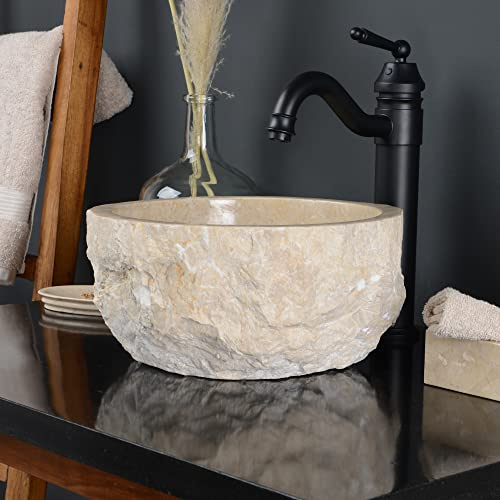 wohnfreuden Lavabo de 30 cm de mármol crema pequeño para baño, piedra natural, cuenco de piedra