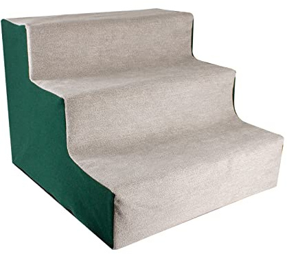 PETCUTE Scaletta per Cani e Gatti,Scala per Animali Scala per Gatti,antiscivolo,Rampe per Cani,3 Gradini Scale per Animali Domestici con Rivestimento in Peluche Lavabile,Fino a 20lb Verde