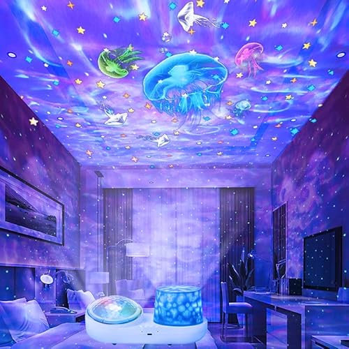 Silvotek Galaxy Projector Star Projector Night Light - Double Star Light Projector for Bedroom with USB Cable, 360 Degree Rotation Star Night Light Projector for Kids Room Decor - 6 Sets of Film