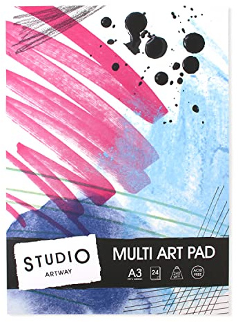 Artway Studio A3 Mixed Media Pad (Multi Art Pad) – Ideal for Multimedia Applications – 240gsm Mixed Media Paper – 48 Sides/24 Sheets