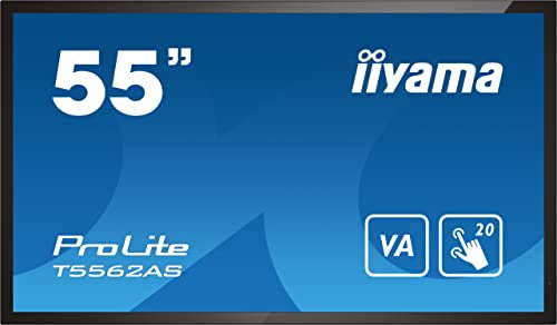 IIYAMA ProLite T5562AS-B1, 54.6 4K UHD 2160p Monitor, 3x HDMI, 2x USB 2.0, Touchscreen, Panel Mount