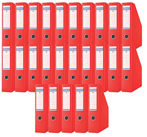 DONAU 3949001PL-04 Stehsammler Stehordner Archive Box Pappe/ 25er Pack/ 25 Stück/ Karton - Rot /bis zu 750 Blatt Für Büro, Schule und Zuhause zur Aufbewahrung von Dokumenten im A4 Format