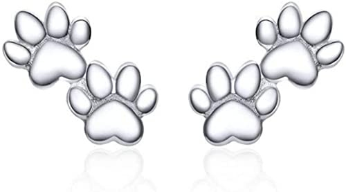 fdsmall Stud Earrings Minimalist Silver Plated Cat Paw Print Earrings Cute Flat Back Cartilage Ears Animal Earrings Hoop Earrings Jewelry Gifts for women and Girls