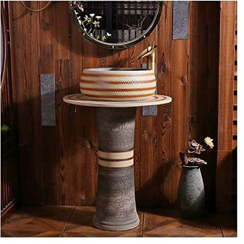 Waschtischunterschrank mit Waschbecken, Badezimmer-Waschbecken mit vollem Sockel, kleines Apartment-Sockelwaschbecken, Badezimmer-Waschbecken mit Sockel, handgefertigte Toilettenwa
