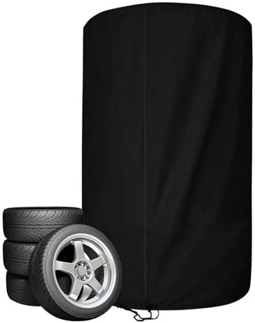 Carkio Tyre Bag, Universal Tyre Cover 75 x 115 cm, Tyre Storage,Tyre Protective Cover,Large Wheel Cover, Waterproof Car Tyre Bag,Tyre Protection for 4 Wheels (Black)