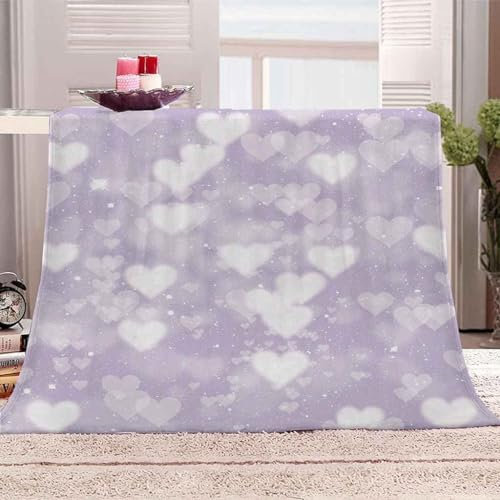 Weiß Kuscheldecke Flauschig 220x240cm 3D Liebe Fleecedecke Weich Sofadecke Warm Bettdecke Decken Wohndecke Tagesdecke Sofaüberwurf Decke Couchdecke Bettüberwurf G50