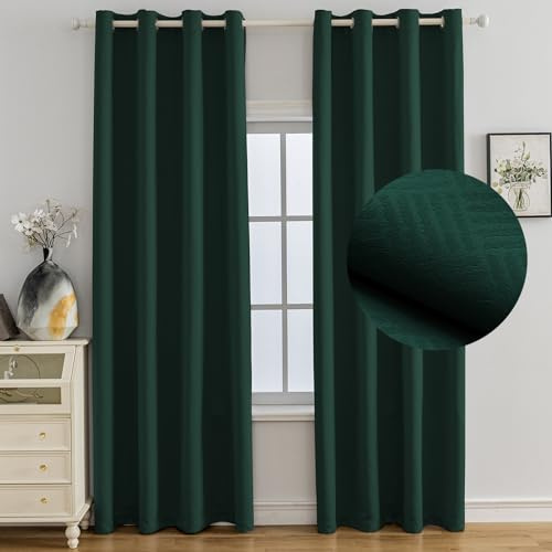 Ystyle Verdunklungsvorhänge 2er Set, Thermovorhang Gegen mit Ösen, 140x225 cm, Modern Gardinen Abdunkelnde Vorhänge Wohnzimmer Schlafzimmer, Schallschutz Vorhang, Verde Scuro