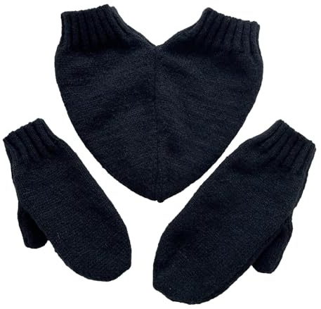 Harilla Guantes de Mano para Parejas, Guantes de Punto con puños elásticos, Manoplas únicas, Guantes de Invierno para Correr, Senderismo, esquí al Aire Libre, Negro