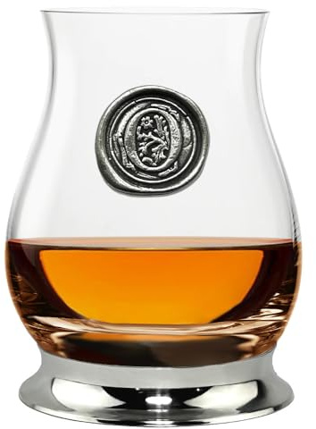 English Pewter Company Glencairn Personalised Whisky Mixer Glass with Monogram Initial - Unique Gifts for Men - with Your Choice of Initial 350ml [WGP115] (O)
