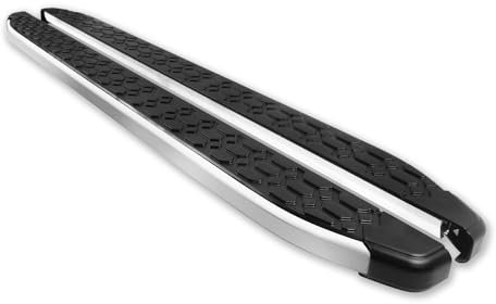 OMAC Alu Trittbretter Seitenschweller kompatibel mit Toyota RAV4 2013-2018 Schwarz Silber 2tlg