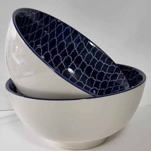 MIELIMON Pack de cuencos de 1600ml - cuenco para ensaladas de ceramica Bowl desayuno esmaltado de rayas, Cuenco de Sopa, Cuenco de Cereales – Apto para Microondas, Lavavajillas