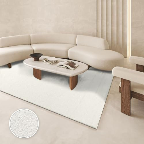 TT Home Wohnzimmer Teppich Kinderzimmer Schlafzimmer Langflor Unifarben Kunstfell Fellimitat Teddy Weich Moderner Style Waschbar, Farbe:Creme, Größe:160x220 cm