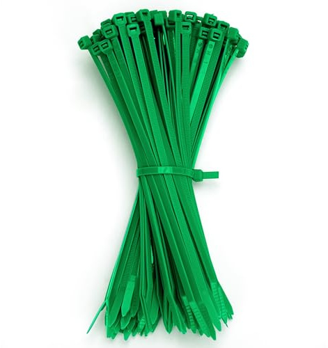 GUNGY Kabelbinder Grün 200 x 4,8mm Kabelbinder UV Beständig Hitzebeständig Zugfestigkeit 22KG für Kabelmanagement Gartenarbeit Werkstätten 100 Stück