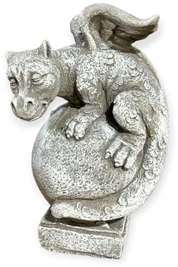 Drache auf Kugel: Massive Steinfigur, Steinguss, 8kg, 32x19x18cm,