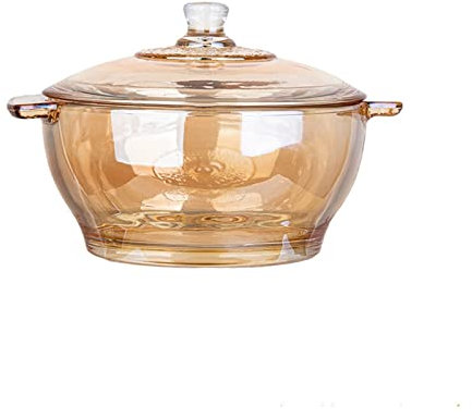 LLMTYO Marmite, Verre avec Couvercle Bol de Nouilles instantanées binaurales Casserole en Verre marmite pour Cuisine Salade de Fruits Pot en Cristal Four à Micro-Ondes cuiseur Vapeur