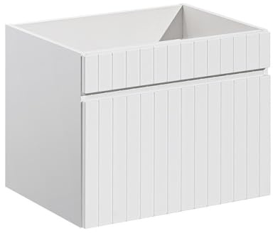 Vente-unique-Mobile sotto lavabo sospeso scanalato 60 cm Bianco - SATARA