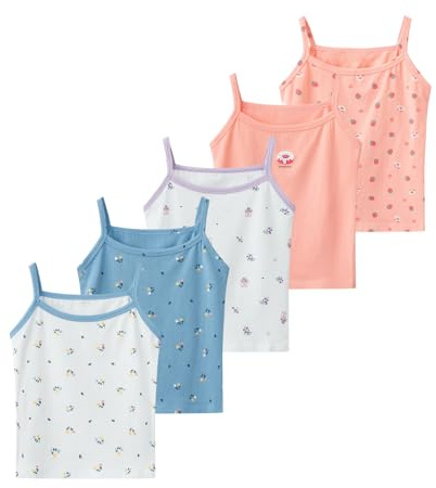Tolmaiertu 2-10 Anni Cannottiera da Bambina in Cotone Canotta Intima Morbido Traspirante Bambini Canottiere Confezione da 5