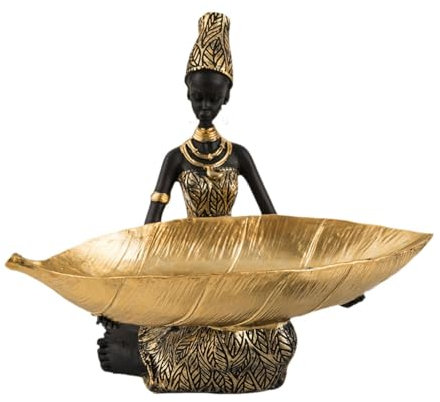 Kuntesetty Escultura de Mujer Africana con Elegante Organizador de Almacenamiento