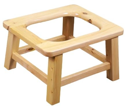 MagiDeal Toilettensitzerhöhung, Toilettenstuhl, Duschstuhl, Holz, vielseitig einsetzbar, bequemer Hilfshocker, Hocktoilettenhocker für Erwachsene, 20 Cm