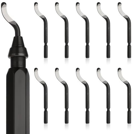 Entgrater Werkzeug Universal Set,360°Rotierender Klinge Schneidwerkzeug,Metallgriff Handentgrater mit 10 Stück Ersatzklingen,Entgratungswerkzeug für den 3D-Druck,Kunststoff,Aluminium