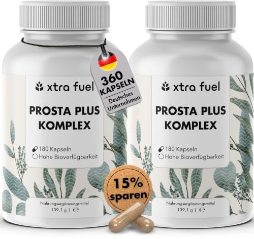 Prosta Plus Complex - 360 capsule ad alto dosaggio per la prostata - formula unica di semi di zucca, saw palmetto ed estratto di radice di ortica con zinco, vitamina E e selenio