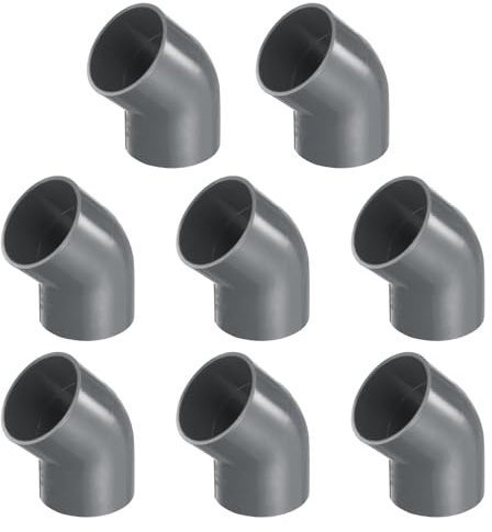 QUARKZMAN 8 Piezas Accesorios Tubería Codo 45 Grados 2 2 Vías Conectores Esquina Grado Muebles PVC Salida Lateral Para Tuberías Desagüe Plomería Suministros Agua Construcción Jardín, Gris