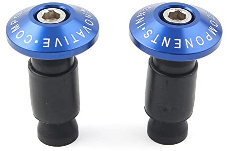 Bacar Lenkerendstopfen Motorrad Handgriff Endkappe CNC Aluminium 7/8 Lenkerstopfen Kappe Slider für Touring Dirt Bike Chopper Custom, 1 Paar, Blau