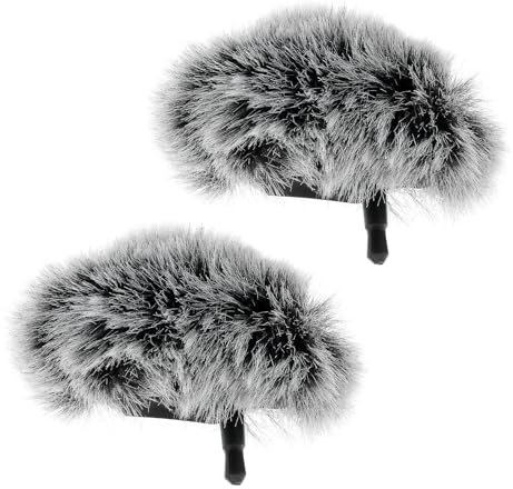 Be In Your Mind 2pcs Furry Lavalier Microphone Windscreen Foam Cover Compatible with DJI Mic 2 Transmitters Compatible with OSMO Pocket 3 Grey
