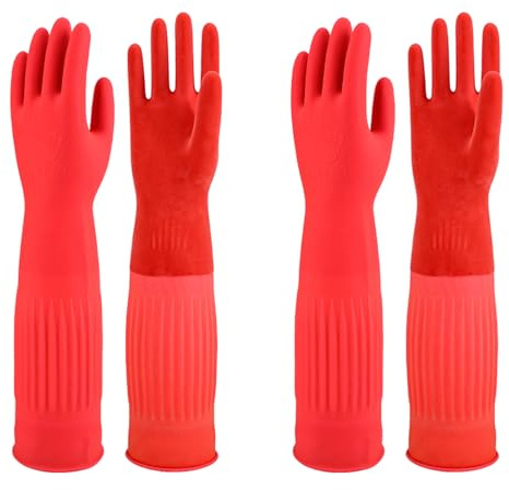 North Tower Rubber Gloves Kitchen Cleaning For Washing Dishing Kithchen, warmming Heat Resistant Dishwashing Gloves,18,2 Pairs Medium