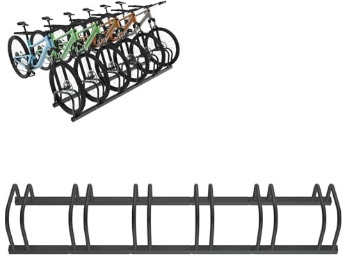 YZNAHRE Fahrradständer Fahrrad ständerr Boden für 6 Fahrräder mit Reifenbreiten bis 65 mm Eisen Fahrradhalter Radständer, Schwarz