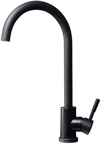 KJHONG Grifo de cocina de acero inoxidable 304 para agua fría y caliente, color negro esmerilado, color negro A (negro a)