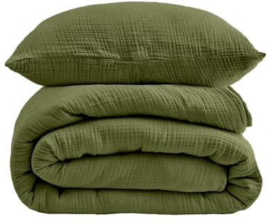 DerF HOME Musselin Bettwäsche 135x200 cm mit Kissenbezug 80x80 Mintgrün | 100% Baumwolle, verdichteter Musselin, weich, atmungsaktiv, temperaturausgleichend, OEKO-TEX Standard 100, waschbar bis 60°C