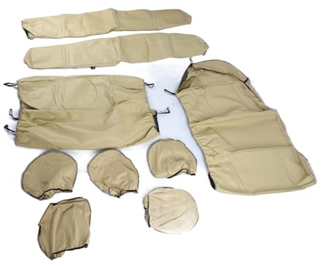 Matybobe Las Cubiertas de Asiento de Cuero de Cuero sin Aliento Universal Establecen una Protección Completa para el Vehículo SUV de Automóviles Beige y Negro (9 Piezas)