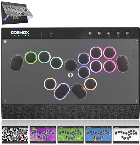 Semaiki Arcade Stick,C16S Contrôleur d'arcade sans levier, panneau magnétique détachable pour art DIY, RGB, interrupteur de verrouillage pour tournoi Compatible avec PC/Switch/PS3/PS4/Steam Deck