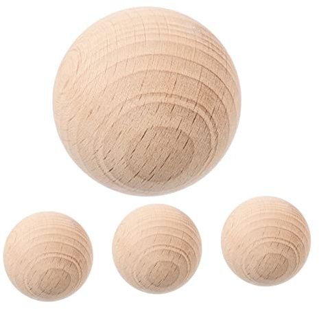 Alipis 4Pcs Wooden Bocce Balls Natural Beech Wood Smooth Bocce Outdoor Lawn Game Supplies for Family Fun and Summer Parties
