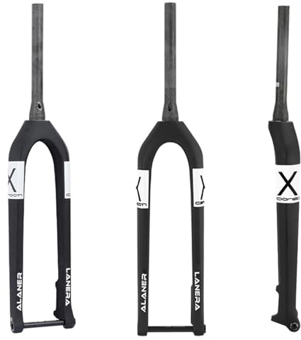 DHNCBGFZ Fourche Rigide for VTT 29 Pouces Fourche en Fibre De Carbone Freins À Disque Fourche Avant Conique 1-1/2'' Axe Traversant 15 X 110 Mm Fourche Boost(Bianco)