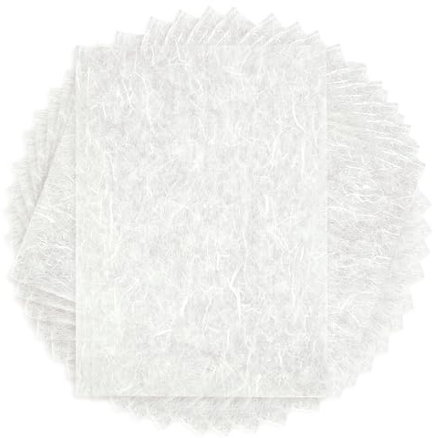 50 Sheets Mulberry Paper A4 Rice Paper for Decoupage Washi Paper Handmade Papers Textured Printable for Crafts Writing Painting Decoupage DIY Card Making (21x30cm)