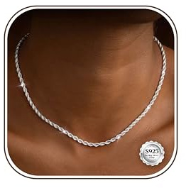 Dochais Sterling Silber 925 Halskette Damen 2mm/3mm Robuste Kette Silber 925 Plattiert Damen Schmuck Kette Frauen Geschenk 16/18/20/22 Zoll