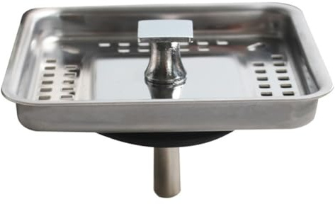 FACAIIO Colador cuadrado de acero inoxidable para fregadero de cocina con sello de goma, tapón de cesta de filtro de drenaje microperforado de 85 mm para evitar obstrucciones y fácil limpieza