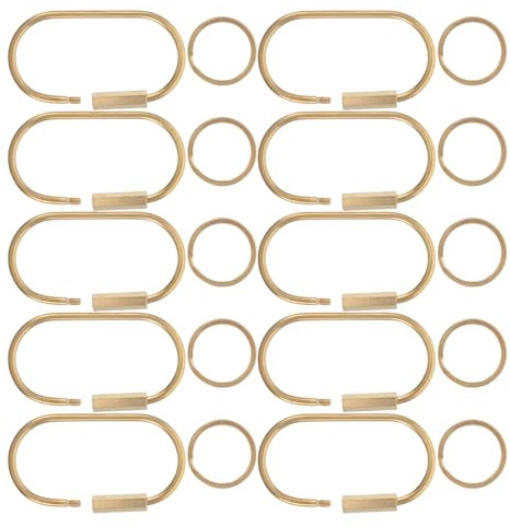 Hemobllo 10pcs Solid Brass U-Shaped Keychain Rings Oval Screw Lock, 25mm Wire Keyrings Carabiner Clip for DIY Key Holder and Key Organizer Accessories