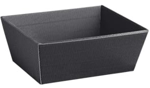 [BOXXCO] 25 Stück Präsentkörbe viereckig Anthrazit klein 198x148x95 mm - Edle Leere Geschenkkörbe aus Offener Welle für Geschenksets