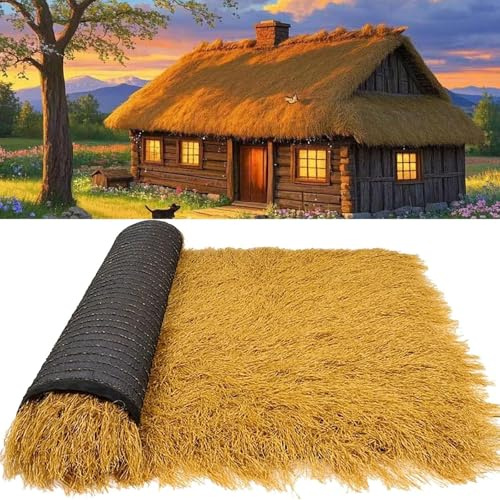 Toit Artificiel En Herbe De Chaume De Chaume, Bars Tiki Hut Rouleau De Toiture En Chaume, Toit En Paille Pe Durable Pour Les Barres Tiki, Les Gazebos, Les Patios Et La Plage De La Pl (1.64x6.56ft)