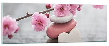 Panorama Bilder auf Glas Yoga weiblich Blume Gesundheit Glasbild 90x30cm Wandbilder Dekoration Wohnzimmer Schlafzimmer Küche Klein Wanddeko Bild im Glas Wand Kunstdruck Art Modern GAB90x30-3178