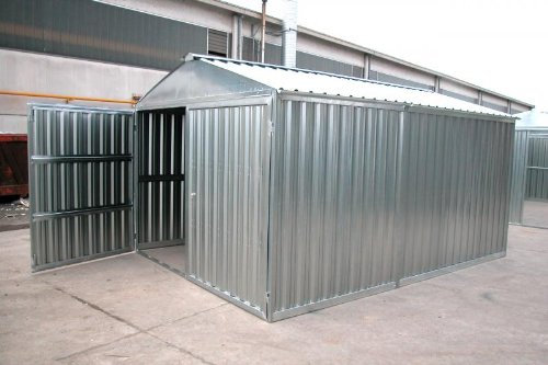 sapil Box casetta in lamiera zincata con Struttura in Acciaio zincato mt. 4,25x2,60x2,11 h con Porta a Due Ante MOD. SAPILBOX