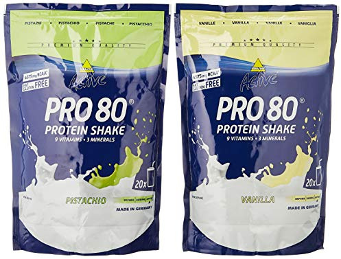 Inkospor Active Proteinshake Pro 80 Beutel 2er Mix Pack (2 x 500 g) Vanille/Pistazie, 1er Pack (1 x 1 kg)